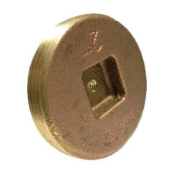 970707 - 6 in MPT Tapped Countersunk Cleanout Plug, Cast Brass, 150 psi Rated