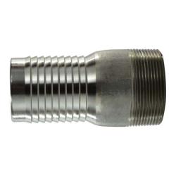 973708 - 4-in Hose Barbed x 4-in MPT 316 Stainless Steel Combination King Nipple