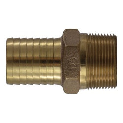 973927 - 1-in Hose Barbed x 1-in MIP Bronze Hex Adapter, 3-1/4 in Long, 150 psi