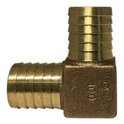 973976LF - 90-Degree Elbow Fitting, 1 in x 1 in Barbed Hose Connection, Lead-Free Bronze