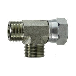 FS660244 - Steel 1/4" Male/Female O-ring Swivel Run Tee Fitting, Max Pressure 6000 psi, Temp 375°F
