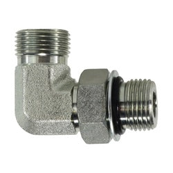 FS680168 - 90° Elbow Fitting - 3/8 in Male ORFS to 1/2 in Male ORB, Steel, 6000 psi