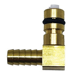 P-1521-000-EL - 90-Degree Brass CO2 Barbed Elbow Fitting with Shut-Off