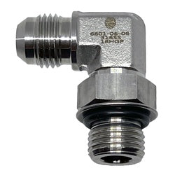 SS6801-08-08 - 90-Degree Elbow Stainless Steel Adapter, 1/2-in Male JIC & 1/2-in Male Adjustable O-Ring Boss
