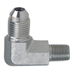 2501L86 - Steel 90-Degree Long Elbow, 3/4-in Male JIC x 3/8-in Male NPTF
