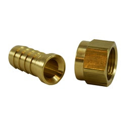 32341 - 1/2" Hose Barb & Female SAE Dual Seat Flare Swivel Adapter, Machined Brass