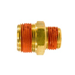 P-306-R-64-VS - 3/8 in x 1/4 in Brass Reducing Hex Pipe Nipple with Male NPTF Connections