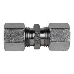 D2403-S08-S08 - Zinc-Plated Carbon Steel S08 Metric Bite Type Straight Union for Hydraulic Applications