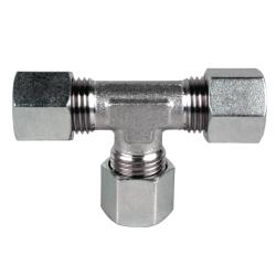 D2603-L10-L06-L10 - 29.04 mm Steel Union Tee with L10, L06, and M10 Metric Connections