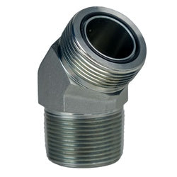 FS250366 - 45-Degree Elbow Adapter Steel, 3/8-in Male O-Ring Face Seal x 3/8-in Male NPTF