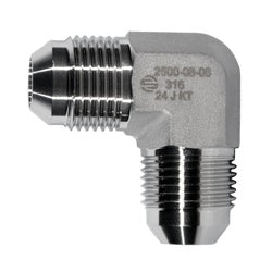 SS2500-06-06 - 90-Degree Union Elbow Fitting, 3/8-in Male JIC, 316 Stainless Steel