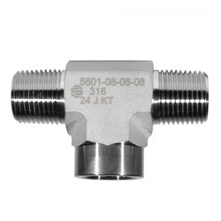 SS5601-16-16-16 - 1-inch Male NPTF Pipe Tee in 316 Stainless Steel for High-Pressure Applications