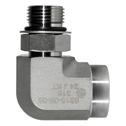 SS6815-04-04 - 90-Degree Stainless Steel Elbow Fitting with 1/4-inch Male and Female O-Ring Bosses