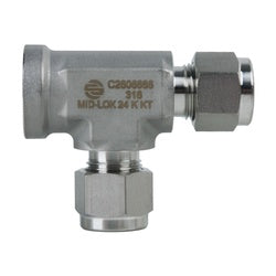 SSC2606666 - 3/8-in Tube x 3/8-in Female NPT Mid-Lok Run Tee, 316 Stainless Steel