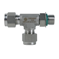 SSC6804666 - 3/8-in Tube x 3/8-in Male O-Ring Boss x 3/8-in Tube Stainless Steel Mid-Lok Run Tee
