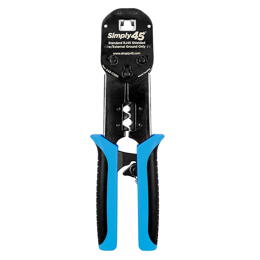 S45-C250 – Universal RJ45 Crimp Tool for Standard Shielded w/External Ground, No Secondary Strain Relief