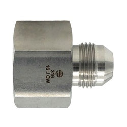 SS2406-12-04 - 316 Stainless Steel Reducer, 3/4-in Female JIC x 1/4-in Male JIC, 1-1/2 in Length