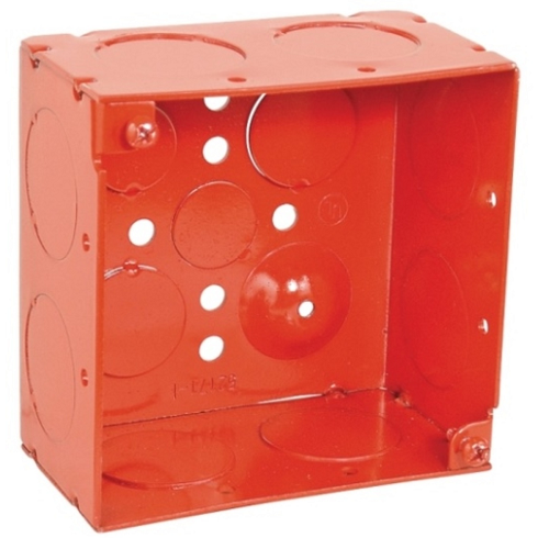 4 Inch Square Life Safety Box 2-1/8 Inch Deep Welded With Conduit Knockouts 52171-1RED (pack of 25)