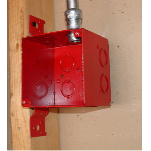 4 Inch Square 3-1/2 Inch Extra Deep Junction Box Flat Vertical Bracket Red 52181-FRED (pack of 20)