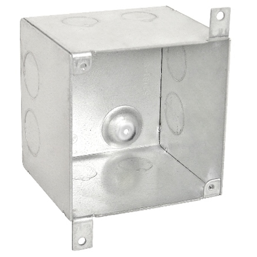 4 Inch Square Junction Box 3-1/2 Inch Deep Side Knockouts 52181-SPKR-ZINC (pack of 55)