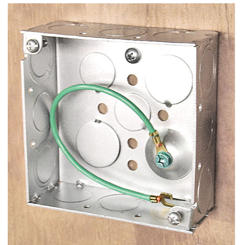 4 Inch Square Box 1-1/2 Inch Deep Welded With Conduit Knockouts And Pigtail 52151-SPT(pack of 50)