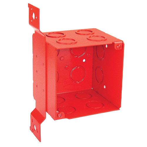 4 Square Junction Box 4 Inch Deep Flat Vertical Bracket Red 52191-FRED (pack of 20)