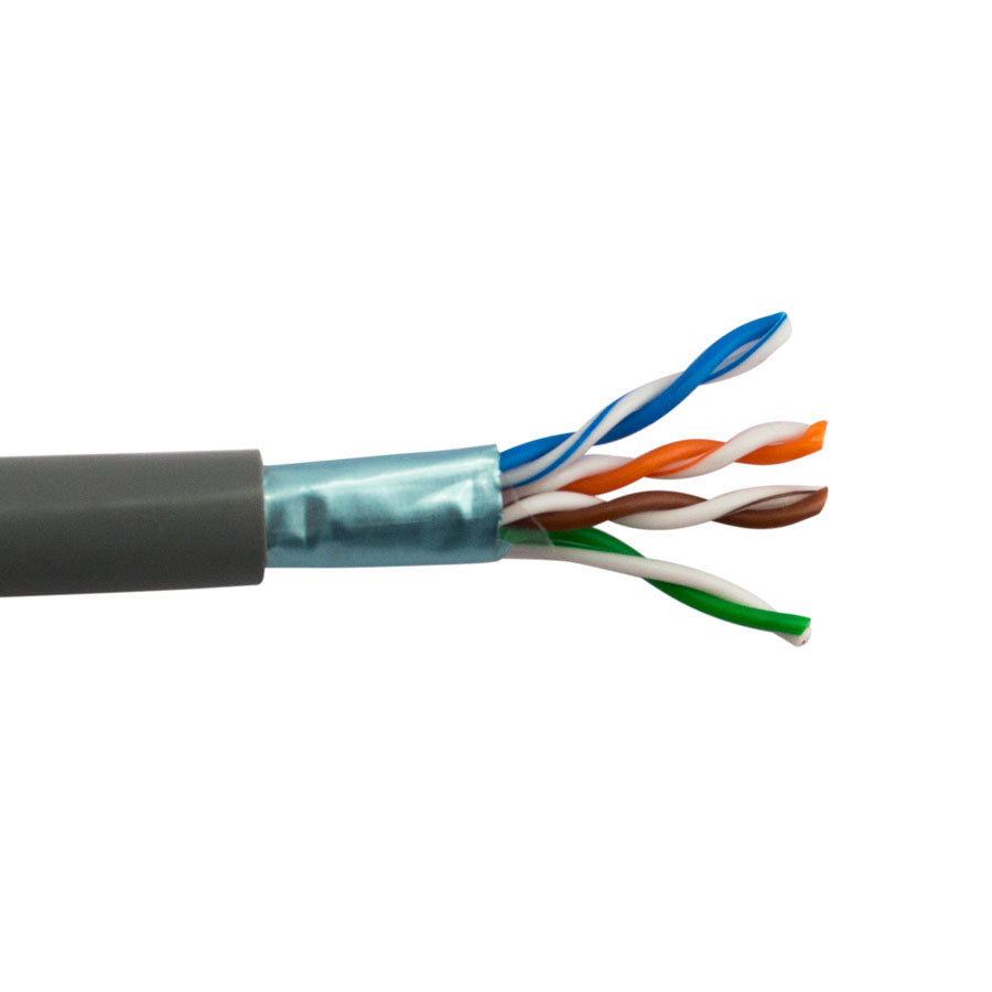 CAT5E-SH-GY CAT5E SHIELDED 350 MHz 24AWG SOLID BC, 4PR, F/UTP, ANSI/TIA 568.2-D, ISO/IEC 11801 CLASS D, UL CMR, PVC JKT- GRAY- 1000FT/305M BOX