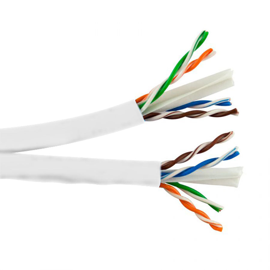 CAT6-S-WT CAT6 SIAMESE- BONDED 2x ENHANCED 550 MHz 23AWG SOLID BC 4PR, UTP, ANSI/TIA 568.2-D, ISO/IEC 11801 CLASS E, UL CMR, PVC JKT- WHITE- 1000 FT SPOOL