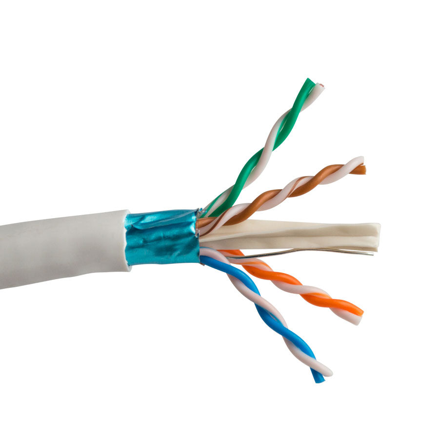 CAT6SH-WT CAT6 SHIELDED F/UTP- ENHANCED 550MHz 23AWG SOLID BC, 4PR, F/UTP, ANSI/TIA 568.2-D, ISO/IEC 11801 CLASS E, UL CMR, PVC JKT- WHITE- 1000FT/305M SPOOL