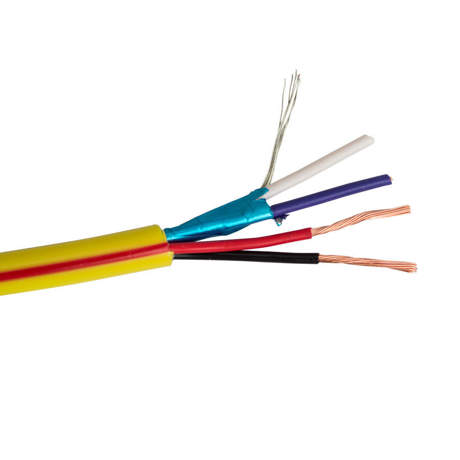 CTRL-1-D CREST BUS CABLE- Dca EUROCLASS- 2C/22 AWG BC STRANDED, AL FOIL SHIELD W/DRAIN + 2C/18 AWG BC STRANDED, UL CM, EN50575:2014 Dca-s2,d2,a3 PVC JKT- TEAL w/YELLOW STRIPE- 1000FT/305M SPOOL