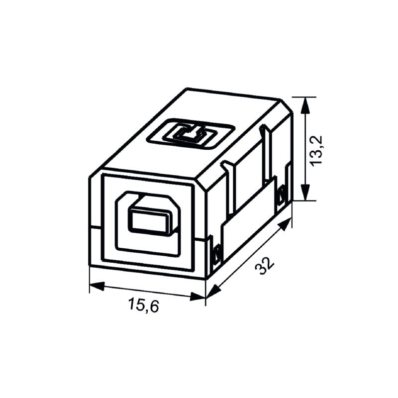 1131380000 - AB Type Flange USB Insert, IP67 Rated, RoHS Compliant