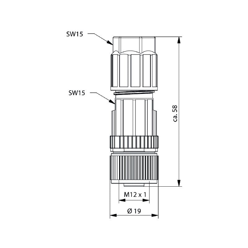 2681500000 - M12 IP67 Field Connector, 4A, 4-8mm Cable Diameter
