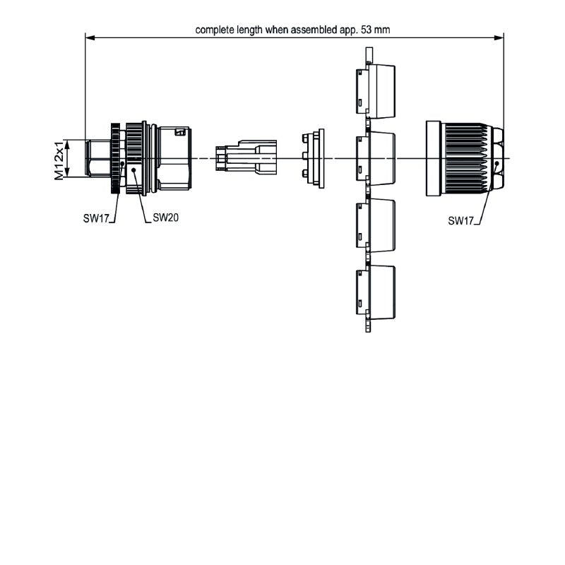 2531020000 - M12 Field-Attachable Connector, IP67, Max Dia 13.5mm