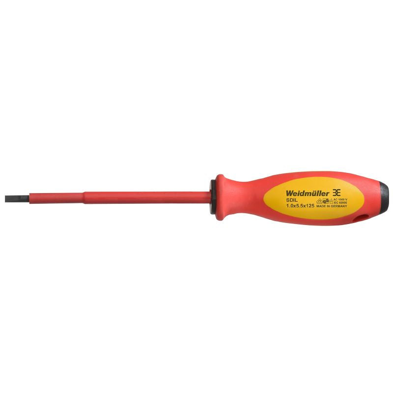 2749160000 - VDE-Insulated 1.0mm Slotted Screwdriver, 125mm Long