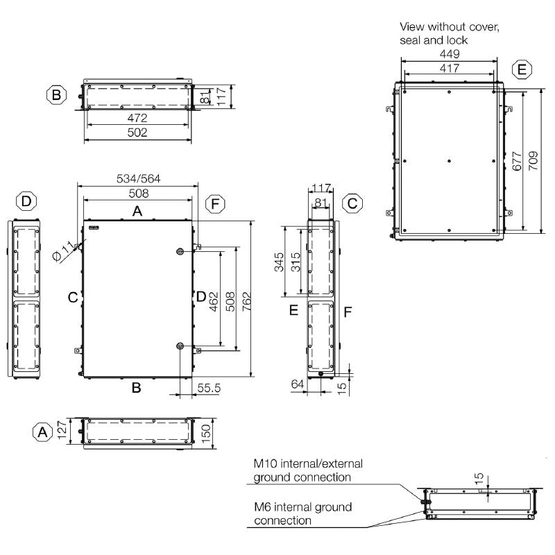 1200770000 - Stainless Steel Terminal Box, 762mm H x 508mm W x 150mm D