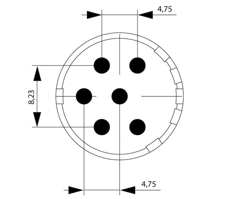 1224010000 - 6 Pole RoHS Certified SAI-M23 Connector with Gold-Plated Contacts