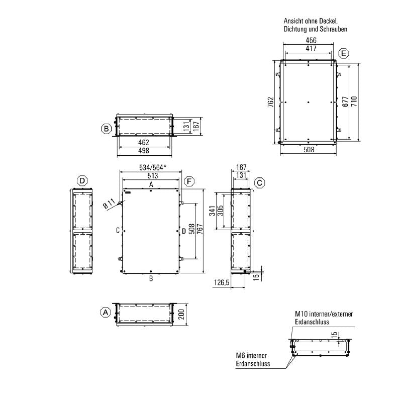 1196580000 - 762mm Stainless Steel Terminal Box Enclosure with Gland Plates