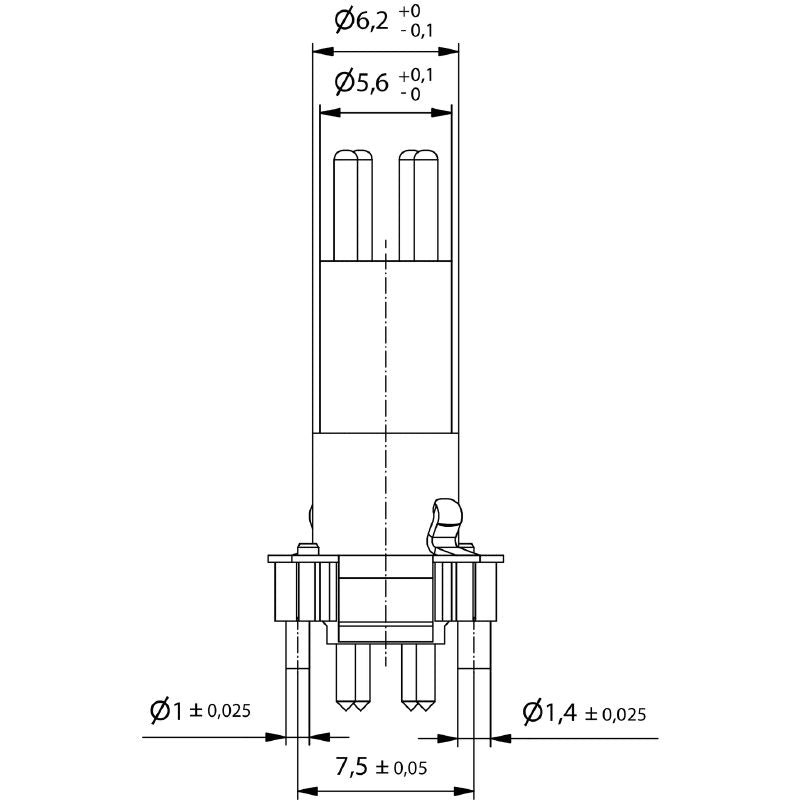 2423970000 - IP67 M8 Connector, 4-Pole PCB Plug with Mounting Thread (Pack of 25)