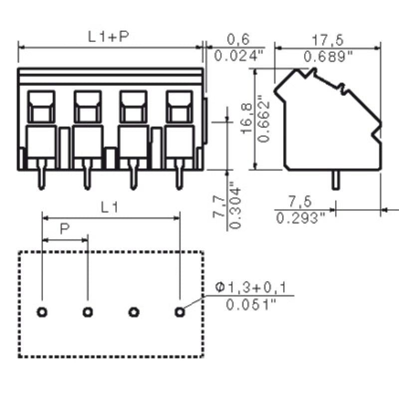 1595770000 - 2-Pole 7.50mm Orange PCB Terminal with 135° Clamping Angle (Pack of 100)