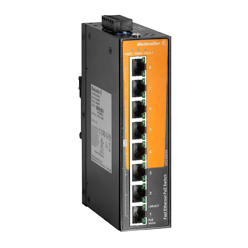 2682380000 - 8-Port PoE Switch, -40 to 75°C, IP30 Protection