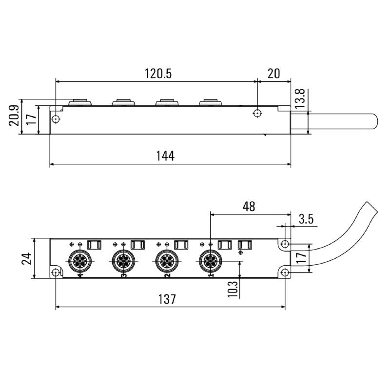 1070640000 - 10M M12 Fixed Cable with LED Indicator