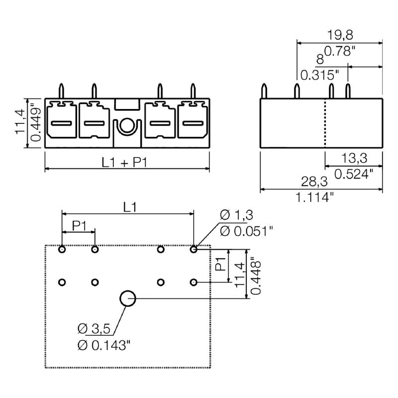 1156510000 - 7.62mm PCB Plug-In Connector, 3 Poles, Black Box (Pack of 60)