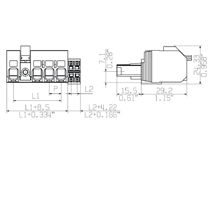 2628350000 - 7.62mm 4-Pole Female PCB Connector with PUSH IN Mechanism (Pack of 25)