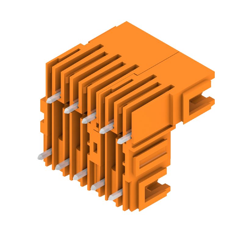 1726770000 - 5.08mm 10-Pole Male PCB Connector, 180° Angle, Orange (Pack of 50)