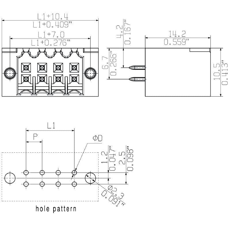 2559350000 - 3.50mm Flange PCB Connector, 44 Pins at 180° Angle (Pack of 18)