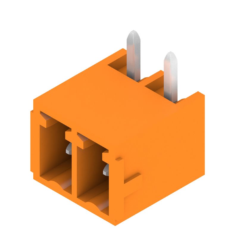 1037490000 - 2-Pole 3.81mm PCB Connector, Tinned Orange, 270° Angle (Pack of 50)