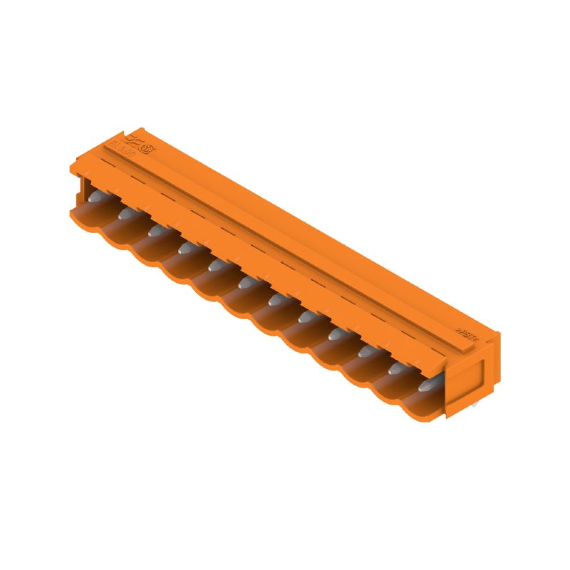 1580960000 - 5.00mm 12-Pole PCB Connector with 90° Angle, Orange (Pack of 50)
