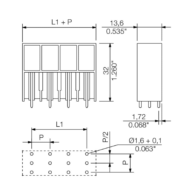 1813450000 - 10.16mm PCB Male Connector, 6 Poles, THT Solder, Black Box (Pack of 30)