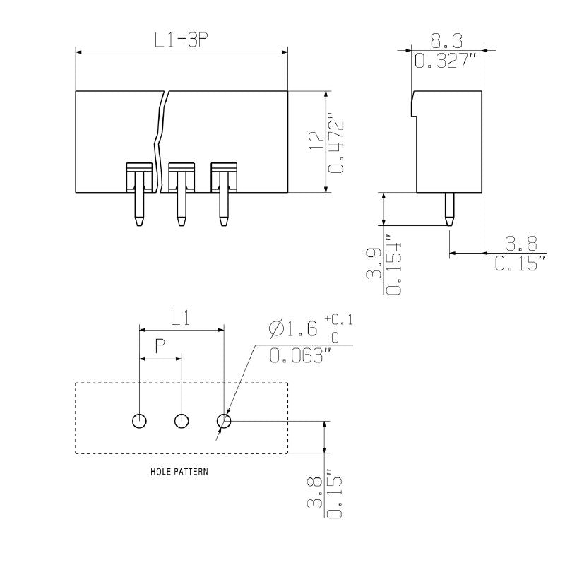 2648750000 - 180° Elbow Board Connector with 14 Poles and 3.9mm Pins (Pack of 75)