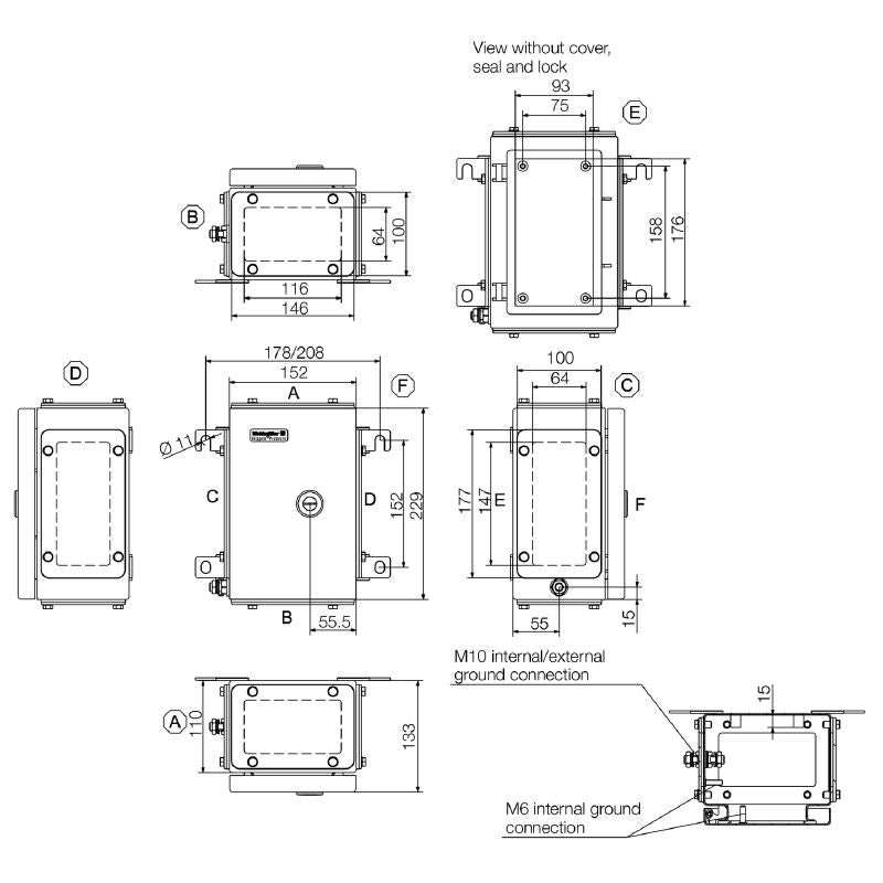 1199890000 - 229mm Stainless Steel Terminal Box with Gland Plates